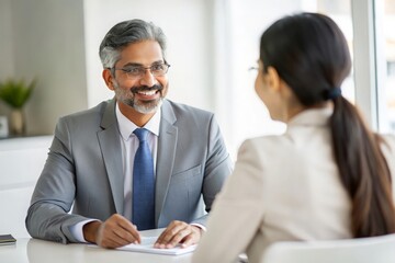Indian Office Meeting Between Bank Manager and Client
