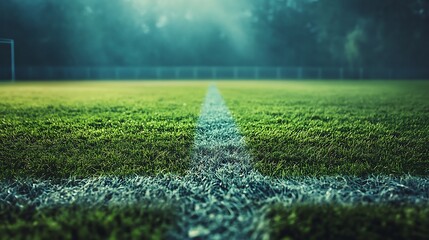 Obraz premium A Close-Up View of a White Line on a Green Football Field