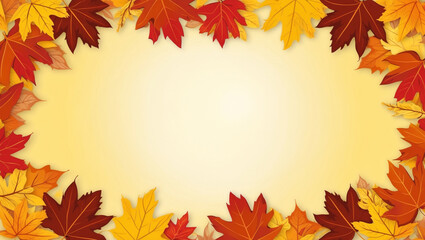 autumn background, colorful fall autumn leaves on yellow background