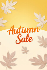 Autumn Sale Promotion Advertising Banner, autumn big sale text with autumn leaf on background