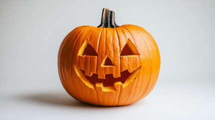 Carved Halloween Pumpkin with Grinning Face