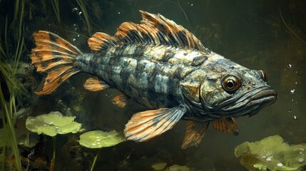 A Close-Up of a Fish Swimming in Murky Water