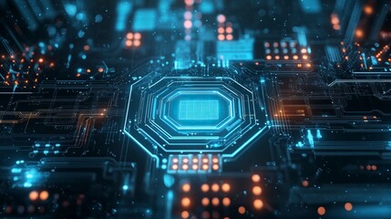 2d illustration Abstract futuristic electronic circuit technology background generative ai