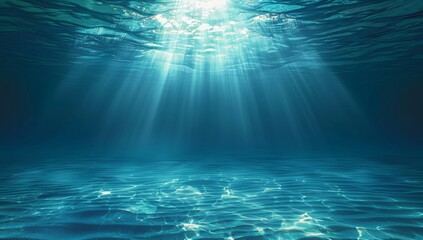 Obraz premium A deep blue ocean with a bright sun shining down on the water