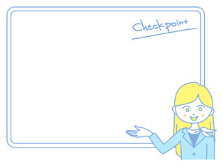 イラスト素材：チェックポイントについて確認するビジネスウーマン