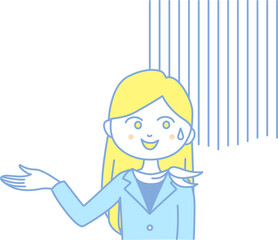 イラスト素材：接客をしながら困っているビジネスウーマン