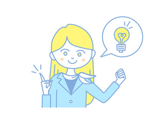 いいアイディアを思いつきうれしそうなビジナスウーマン