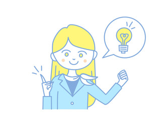 いいアイディアを思いつきうれしそうなビジナスウーマン