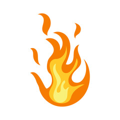 Cartoon fire. Flame of infernal fireballs,orange and yellow campfire, hot wildfire and bonfire, burn power. Hellfire burning icons isolated vector . Fireplace or camping activity.