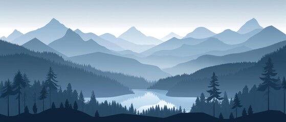 Obraz premium A beautiful mountain landscape with a lake in the foreground