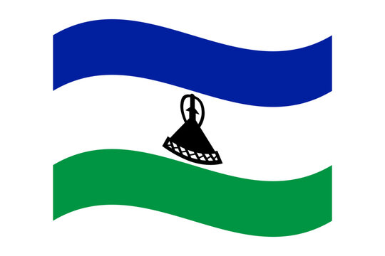 recommend clip art: Wavy flag of Lesotho, isolated on transparent background. Flag of the Kingdom of Lesotho. Vector illustration