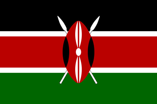 The official national flag of Kenya. Flag of the Republic of Kenya. Correct proportions and colors. Vector illustration