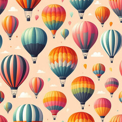 Seamless Hot Air Balloon Pattern – Colorful Balloon Design, Sky Adventure Theme, Vintage Balloon Print, Decorative Hot Air Balloons, Fun and Whimsical Pattern, Travel Inspired 6