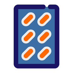 capsules strip, capsules, tablets, pills, strip, medicine, meds, pharmacy filled outline icon