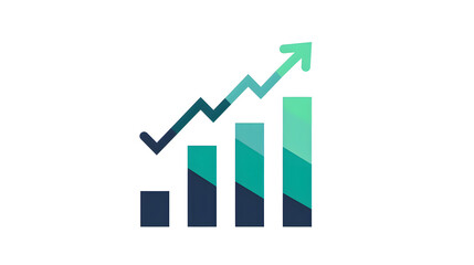 Minimalist Graph Icon Depicting a Steady Upward Trend with Bars and an Arrow Representing Growth and Progress in Data Visualization