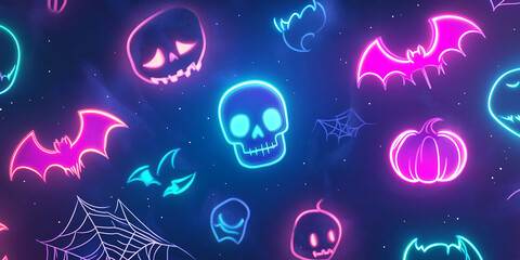 Unique Halloween background with LED-lit Halloween icons
