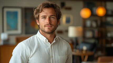 Obraz premium Portrait of a Handsome Man in a White Shirt