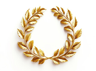 Golden laurel wreath isolated on white background