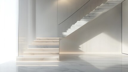 Modern Minimalist Staircase with Marble Finish