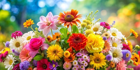 Colorful Bouquet of Flowers with a Soft Background. Beautiful Photos. Vibrant Blooms. Floral. Nature.
