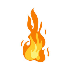 Cartoon fire. Flame of infernal fireballs,orange and yellow campfire, hot wildfire and bonfire, burn power. Hellfire burning icons isolated vector . Fireplace or camping activity.