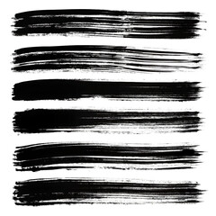 Black brush set transparent background, png