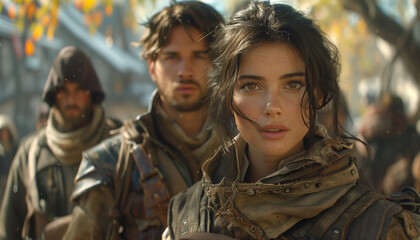 Fototapeta premium Couple in love in the forest. fantasy