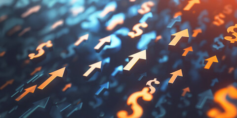 Dollar signs, inflation theme, stock market concept
