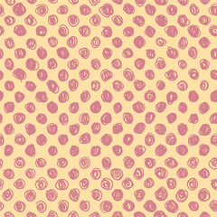 Seamless pattern with round segments of lines forming an uneven circle, like a spiral. Vector illustration