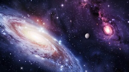 Big Bang colorful space galaxy fog cloud nebula. Universe science astronomy and stary night cosmos mockup background. Supernova concept wallpaper