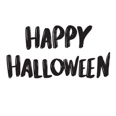 Happy Halloween text lettering. Hand drawn vector art.