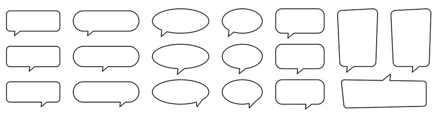 Collection of line speech bubble, speech balloon, chat bubble.