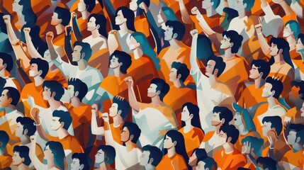 A Crowd of People Raising Their Fists in Unity