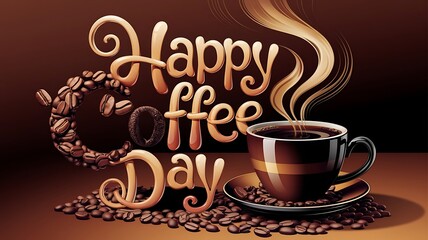 Modern illustration of Happy coffee day template and background design