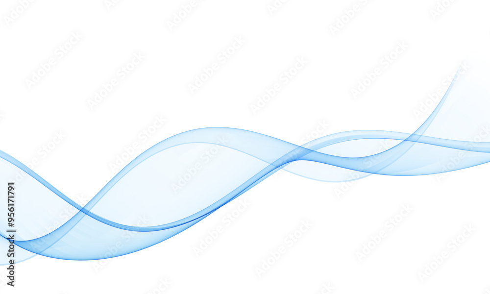 Poster abstract transparent wave, design element. flow of wavy lines in blue