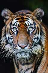 Fototapeta premium A close up of a tiger's face with blue eyes