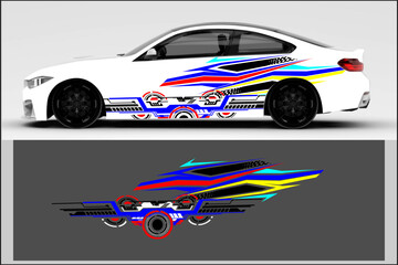Fototapeta premium Car wrap design for sport car. Car wrap design for branding, services, company.