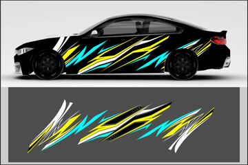 Fototapeta premium Car wrap design for sport car. Car wrap design for branding, services, company. 