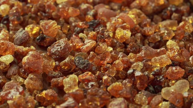 closeup acacia gum or gam arabic food background footage 4k rotate video