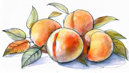 Watercolor illustration of Peaches
