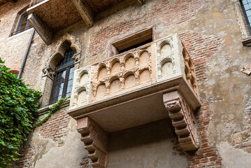 Verona, Italy-July 10, 2024: Juliet's balcony in Verona