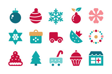 Set of Christmas decoration Vector Icons  illustration 