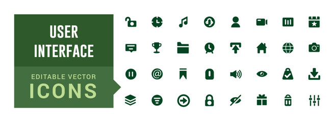 Solid UI icons for web and mobile design. Contains such icons as Home, Arrows, Message, Phone, Clock