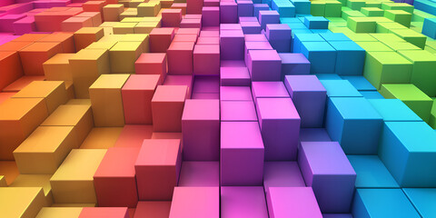  vibrant, and abstract representation of a 3D cube wall.