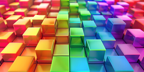  vibrant, and abstract representation of a 3D cube wall.