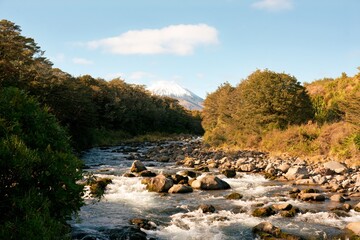 rocky river in the mountains, The Whakapapanui River, Tongariro National Park