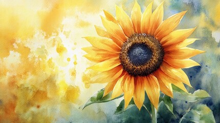 Fototapeta premium Watercolor painting of a sunflower