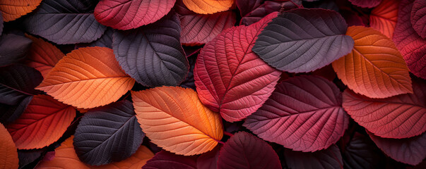 Fototapeta premium Autumn's Palette: A Tapestry of Leaves in Vibrant Hues