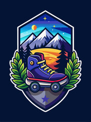 Mountain Landscape With A Single Roller Skate