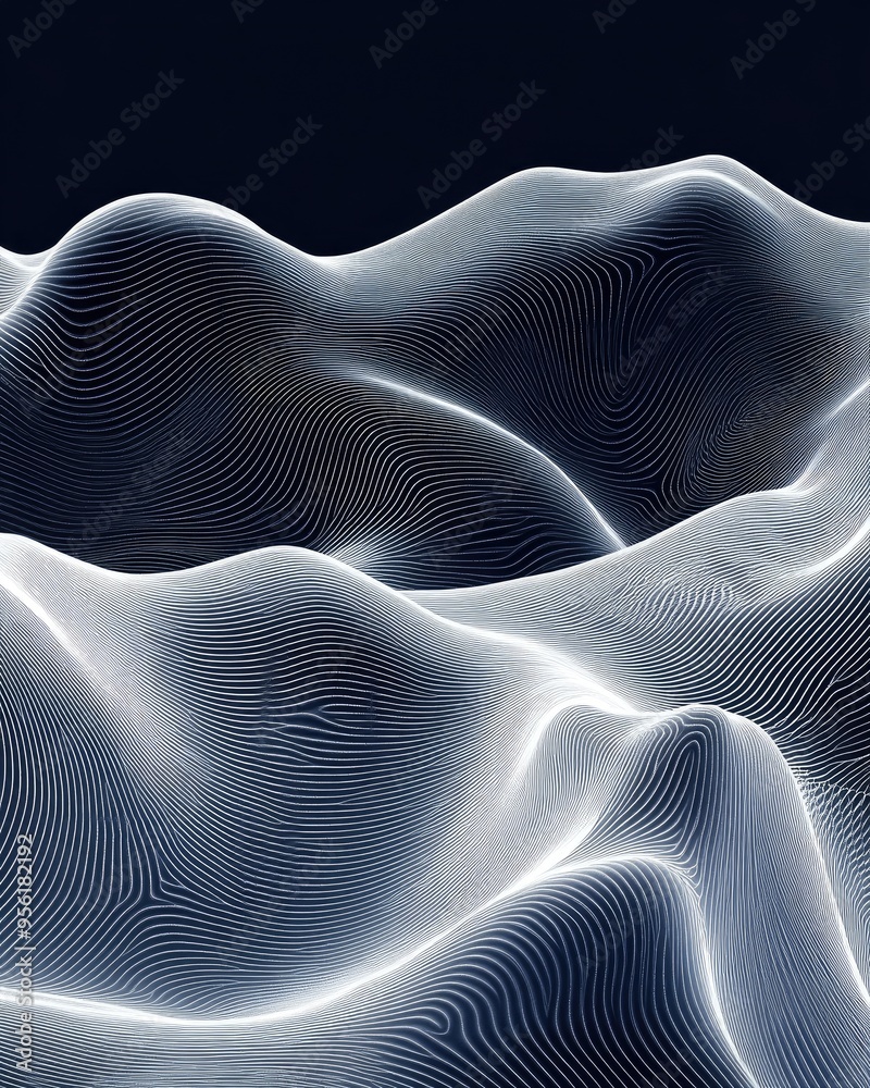 Fototapete wavy abstract background in a computer generated line art style